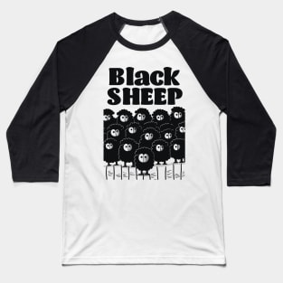Black Sheep || Vector Art Cute Sheep Baseball T-Shirt